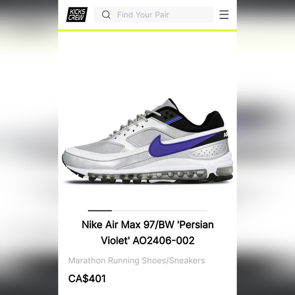Nike Air Max 97/BW "Persian Violet" /Metallic - Picture 6 of 10